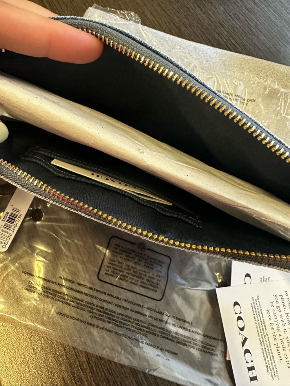 Coach Denim Wristlet with Gold Hardware - Picture 2 of 6